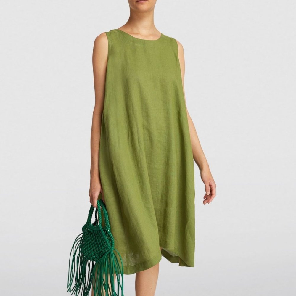 ESKANDAR Lime Green Linen Dress SZ 0 (6-8 US)